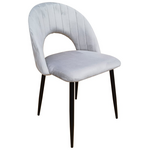 Καρέκλα Lovingo Pakoworld Βελούδο Γκρι με Μαύρα Μεταλλικά Πόδια 50x47x85.5εκ