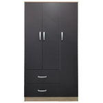 Ντουλάπα Τρίφυλλη με 2 Συρτάρια Lego Pakoworld σε Sonoma-Ανθρακί Απόχρωση 90x42x180εκ