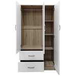 Ντουλάπα Τρίφυλλη με 2 Συρτάρια Lego Pakoworld σε Sonoma-Λευκή Απόχρωση 90x42x180εκ