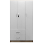 Ντουλάπα Τρίφυλλη με 2 Συρτάρια Lego Pakoworld σε Sonoma-Λευκή Απόχρωση 90x42x180εκ