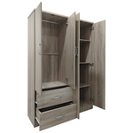 Ντουλάπα Τετράφυλλη με 2 Συρτάρια Lego Pakoworld σε Sonoma Απόχρωση 120.5x42x181εκ