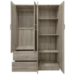 Ντουλάπα Τετράφυλλη με 2 Συρτάρια Lego Pakoworld σε Sonoma Απόχρωση 120.5x42x181εκ