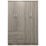 Ντουλάπα Τετράφυλλη με 2 Συρτάρια Lego Pakoworld σε Sonoma Απόχρωση 120.5x42x181εκ