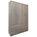 Ντουλάπα Τετράφυλλη με 2 Συρτάρια Lego Pakoworld σε Sonoma Απόχρωση 120.5x42x181εκ