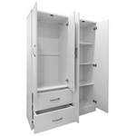 Ντουλάπα Τετράφυλλη με 2 Συρτάρια Lego Pakoworld σε Λευκή Απόχρωση 120.5x42x181εκ