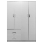 Ντουλάπα Τετράφυλλη με 2 Συρτάρια Lego Pakoworld σε Λευκή Απόχρωση 120.5x42x181εκ