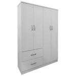 Ντουλάπα Τετράφυλλη με 2 Συρτάρια Lego Pakoworld σε Λευκή Απόχρωση 120.5x42x181εκ