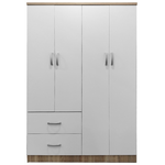 Ντουλάπα Τετράφυλλη με 2 Συρτάρια Lego Pakoworld σε Sonoma-Λευκή Απόχρωση 120.5x42x181εκ