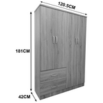 Ντουλάπα Τετράφυλλη με 2 Συρτάρια Lego Pakoworld σε Sonoma-Λευκή Απόχρωση 120.5x42x181εκ