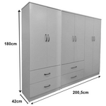 Ντουλάπα Εξάφυλλη Lego Pakoworld Λευκή 200,5x42x180εκ