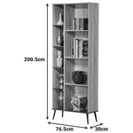 Βιβλιοθήκη Zezan Pakoworld σε Sonoma-Ανθρακί Απόχρωση 76.5x30x200.5εκ