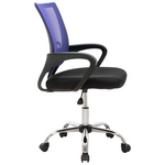 Καρέκλα Γραφείου Berto ii Pakoworld με Ανάκλιση Ύφασμα Mesh σε Μπλε-Μαύρη Απόχρωση και Βάση Χρωμίου 60x48x85-95εκ