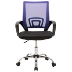 Καρέκλα Γραφείου Berto ii Pakoworld με Ανάκλιση Ύφασμα Mesh σε Μπλε-Μαύρη Απόχρωση και Βάση Χρωμίου 60x48x85-95εκ