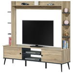 Σύνθετο Σαλονιού Zezan Pakoworld σε Sonoma-Ανθρακί Απόχρωση 182.5x40x162εκ