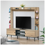 Σύνθετο Σαλονιού Zezan Pakoworld σε Sonoma-Ανθρακί Απόχρωση 182.5x40x162εκ