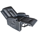 Πολυθρόνα Relax με Μηχανισμό Massage Gessel Pakoworld pu σε Μαύρη Απόχρωση 80x90x98εκ