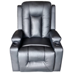 Πολυθρόνα Relax με Μηχανισμό Massage Gessel Pakoworld pu σε Μαύρη Απόχρωση 80x90x98εκ