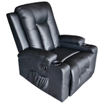 Πολυθρόνα Relax με Μηχανισμό Massage Gessel Pakoworld pu σε Μαύρη Απόχρωση 80x90x98εκ