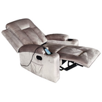 Πολυθρόνα Relax με Μηχανισμό Massage Gessel Pakoworld Βελούδο σε Γκρι Απόχρωση 80x90x98εκ