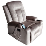 Πολυθρόνα Relax με Μηχανισμό Massage Gessel Pakoworld Βελούδο σε Γκρι Απόχρωση 80x90x98εκ