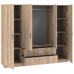 Ντουλάπα Τετράφυλλη Royal Pakoworld με Συρτάρια Sonoma 200x58x177εκ