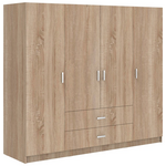 Ντουλάπα Τετράφυλλη Royal Pakoworld με Συρτάρια Sonoma 200x58x177εκ