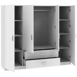 Ντουλάπα Τετράφυλλη Royal Pakoworld με Συρτάρια Λευκό 200x58x177εκ