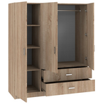 Ντουλάπα Τρίφυλλη Royal Pakoworld με Συρτάρια Sonoma 150x58x177εκ