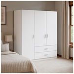 Ντουλάπα Τρίφυλλη Royal Pakoworld με Συρτάρια Λευκό 150x58x177εκ