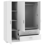 Ντουλάπα Τρίφυλλη Royal Pakoworld με Συρτάρια Λευκό 150x58x177εκ