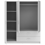 Ντουλάπα Τρίφυλλη Royal Pakoworld με Συρτάρια Λευκό 150x58x177εκ