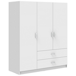 Ντουλάπα Τρίφυλλη Royal Pakoworld με Συρτάρια Λευκό 150x58x177εκ