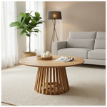 Τραπέζι Σαλονιού Radiane Pakoworld Μασίφ Ξύλο Ακακίας σε Φυσική Απόχρωση Φ80x40εκ