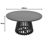 Τραπέζι Σαλονιού Radiane Pakoworld Μασίφ Ξύλο Ακακίας σε Μαύρη Απόχρωση Φ80x40εκ