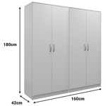 Ντουλάπα Τετράφυλλη Lego ι Pakoworld Λευκή 160x42x180εκ