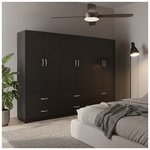 Ντουλάπα Εξάφυλλη με Συρτάρια Lego Pakoworld Wenge 240x42x180εκ