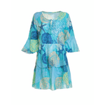 Ble Φορεμα/καφτανι Τυρκουαζ με Κοραλια και Χαντρες L/xl ( 100% Cotton)