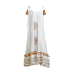 Ble Φορεμα Κοντο Αμανικο Λευκο με Χρυσα Σχεδια one Size (100% Viscose)