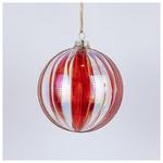 Γυαλινη Μπαλα, Διαφανη Ιριδιζουσα με Κοκκινο, σετ 2τμχ, 12cm