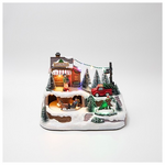 Χριστουγεννιατικο Χωριο, με δυο Κινησεις, Φωτιζομενο, Μπαταριας, 23.5x16x17cm