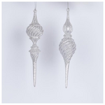 Ακρυλικος Σταλακτιτης, Λευκο με Γκλιτερ, 2 Σχεδια, 19cm