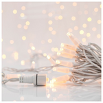Σειρα, 100 led 5mm, 230v, 2 Επεκτασεις εωσ 9 Σετ, Λευκο Καουτσουκ Καλωδιο, Θερμο Λευκο Led, ανα 10cm, Χωρις Παροχη, Ιρ65