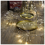 Σειρα, 120 Mini Led, Μπαταριας 3xaa, Timer, 6 Μπουκετα x 20 Led, Ασημι Χαλκινο Καλωδιο, Θερμο Λευκο Led, Αποσταση Μπουκετων  30cm, Προεκταση Παροχης 50cm, Ip44