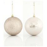 Μπαλα Πλαστικη, Εκρου, σετ 6τμχ, (2 Περλε, 4 Glitter), 10cm