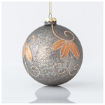 Γυαλινη Μπαλα, Γκρι, με Σαμπανι Σχεδια, σετ 4τμχ, 10cm