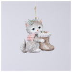 Στολιδι Πολυρεζιν, Γατουλα με ροζ Φιογκο, 10,5x5,5x10,5cm