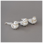 Πουλακι Λευκο, με Σαμπανι Glitter, 12x5cm