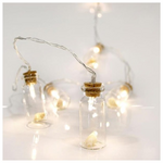 Σειρα Μπαταριας, 10 led 5mm, Προεκταση Παροχης 50cm, Θερμα Λευκα με Γυαλινα Βαζακια, ανα 15cm, Ip20