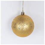 Μπαλα Πλαστικη, Χρυση, με Χιονονιφαδες, σετ 6τμχ, 8cm (Top 120)