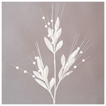 Κλαδι με Φυλλα και Λευκα Διακοσμητικα, με Glitter, 72cm